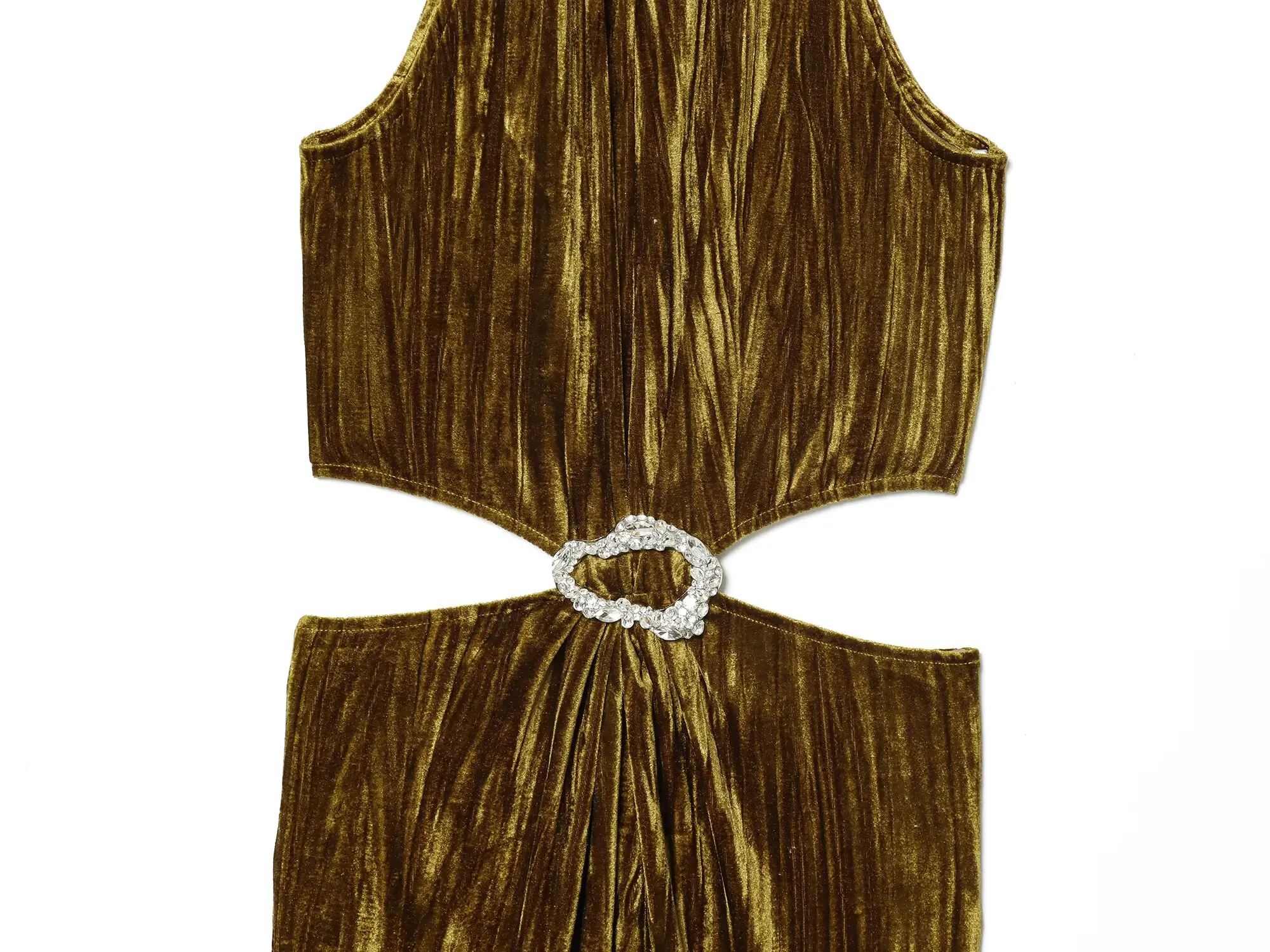 New Women Gold Crushed Velvet Halter Maxi Dress Crystal Accent Cutout Waist Sexy Party Dresses