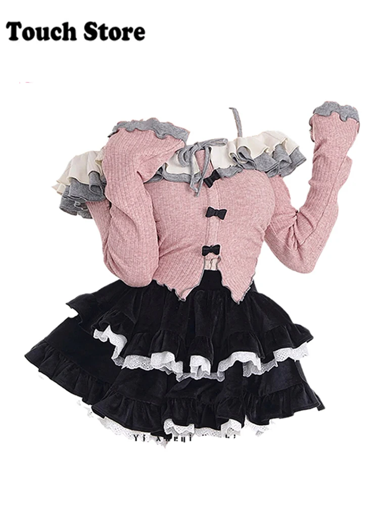 

Women JK Coquette Mini Lolita Skirt 2000s Aesthetic Japanese Y2k Cyber Punk Grunge E-girl Gothic Gyaru Cutecore Hot Sexy Party