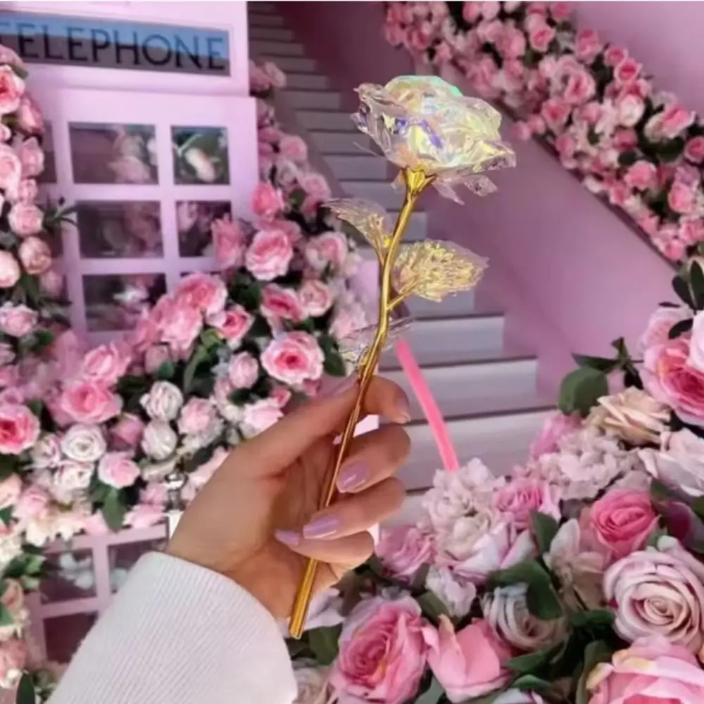 6 Stück Große Goldene Blattrosen Handgefertigte Romantische Künstliche Kristallblumen Verblassungsresistente Ewige Rosen – Detail 8