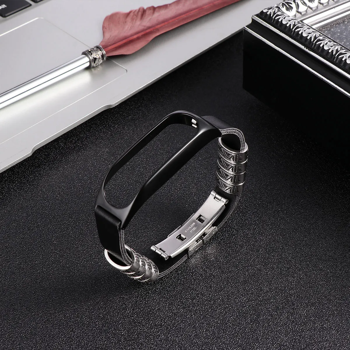 

Black Clasp Watch Strap Replacement Band Compatible for Tom Tom Touch Luxury Metal Wrist Strap Watch Accessories