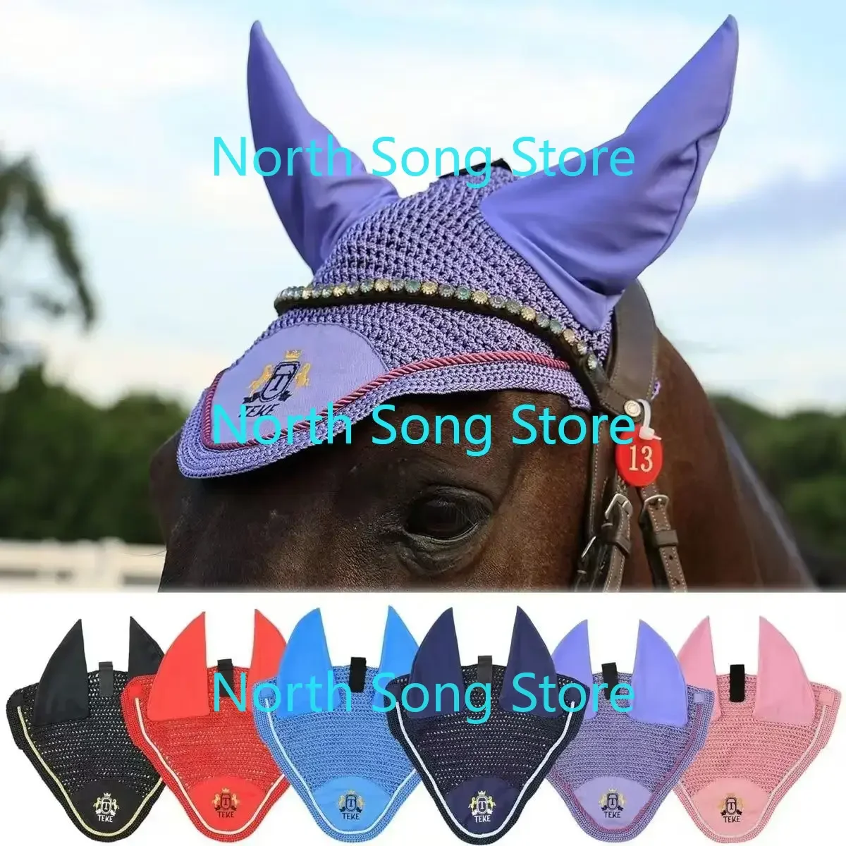 1Pcs Fashionable And Warm Horse Ear Bonnet Fly Veil Crochet Equestrian 11*7.1*0.6inch