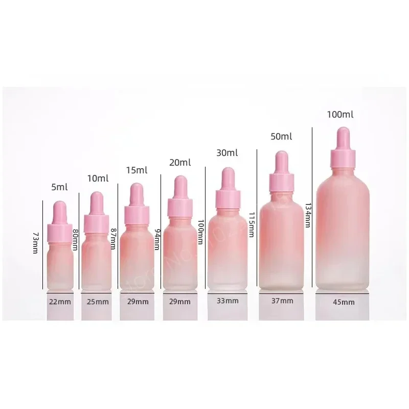 Groothandel 5Ml-100Ml Fles Olie Emulsie Spray Gradiënt Roze Fijne Essentie Stoste Split Bottelen Lijm Hoofd Druppelaar draagbare