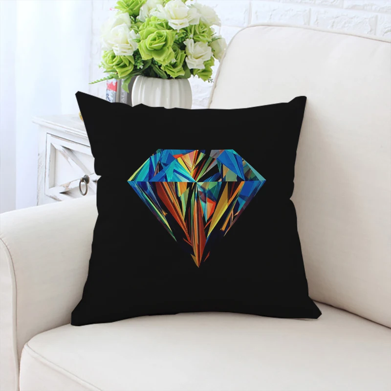 

Sparkling diamond pillowcase with double-sided printed sofa cushion cover, office chair waist support, custom pillowcase 45x45cm