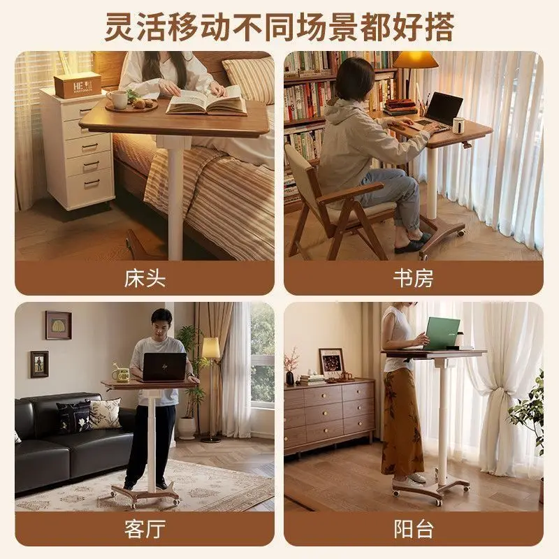 원목 컴퓨터 책상 소형 아파트 높이 조절 학습용 가정용 이동식 침대 옆 책상