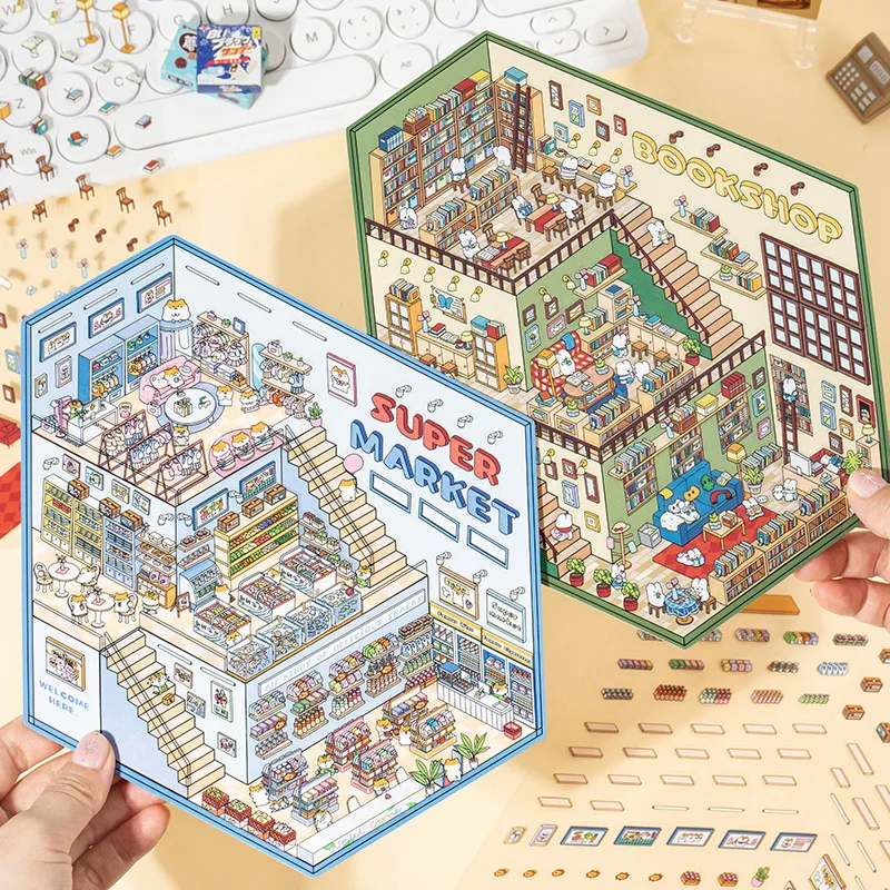 

various style Extra large 3D stereoscopic landscape stickers decompression mini scene stickers DIY cottage handmade fun stickers