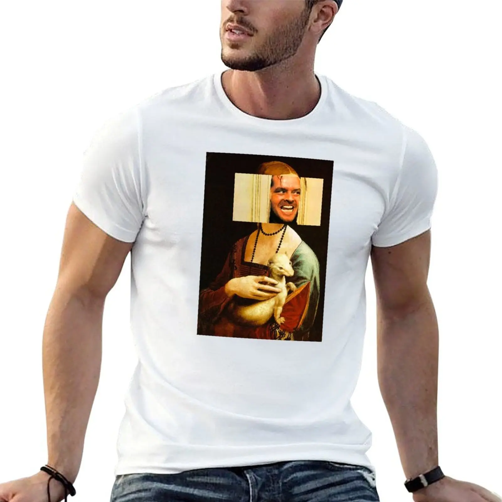 

Lady With An Ermine Jack Nicholson Art 2 T-Shirt man t shirt graphic t shirts for man cotton T-Shirt
