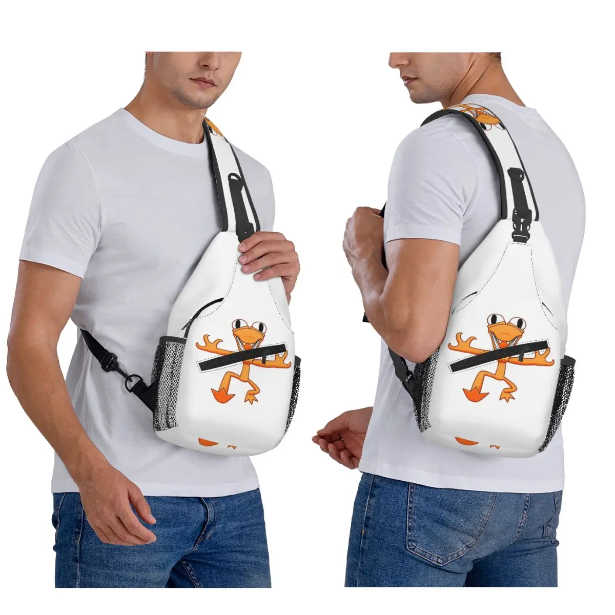 Orange Rainbow Friend Chest Bag Men Sling Crossbody Backpack Chest Bag Travel Hiking Daypack Shoulder Bag