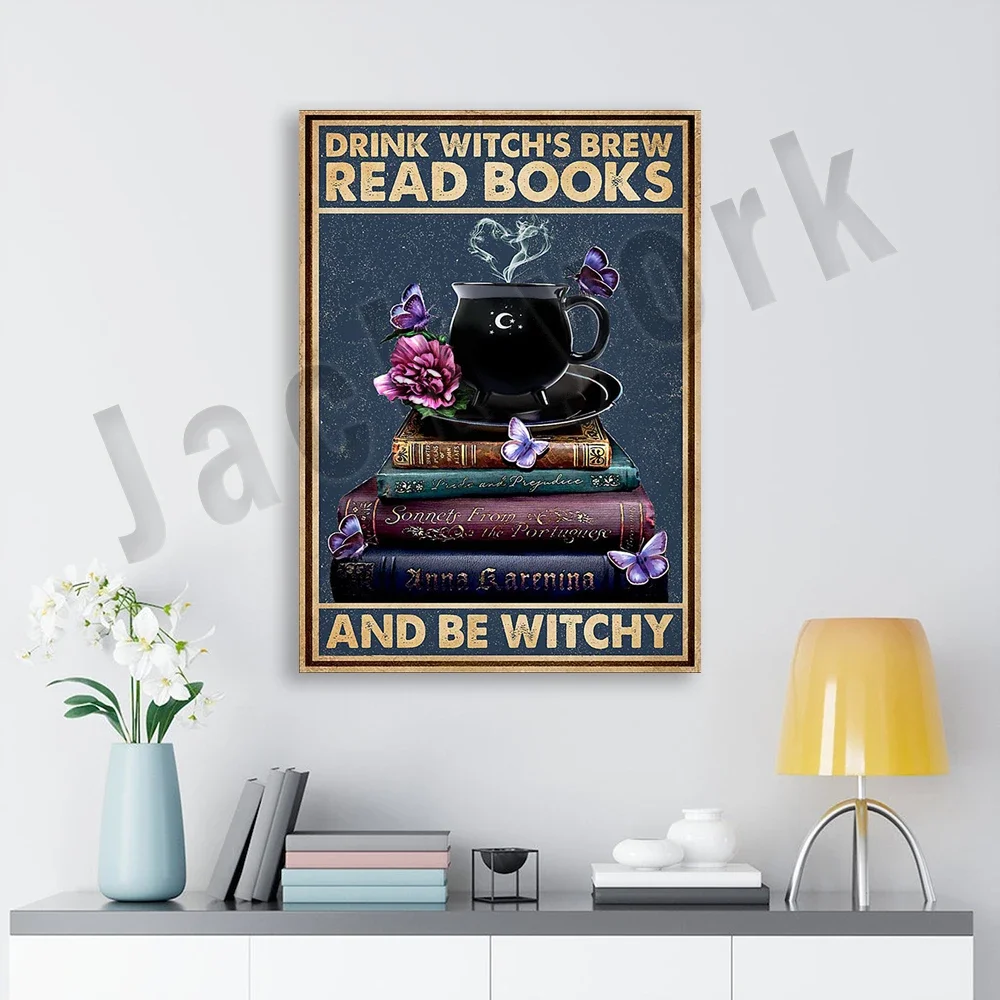 شرب مشروب الساحرة قراءة الكتب وكن ملصقات الساحرة، ديكور المنزل الساحرة، الهالوين، قراءة علامات الساحرة، ملصقات الهالوين، #1
