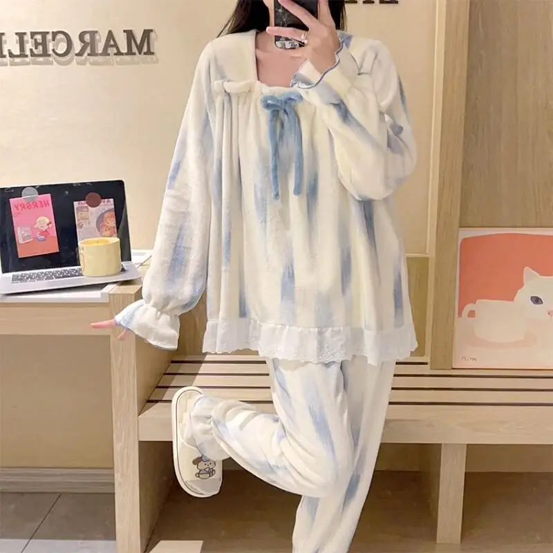 

Sexy Pajama Set Fashion Homewear Warm Sweet Flannel Home Suit Women Clothes on Offer 2025 Fashion Homewear Clothing Sales Sets