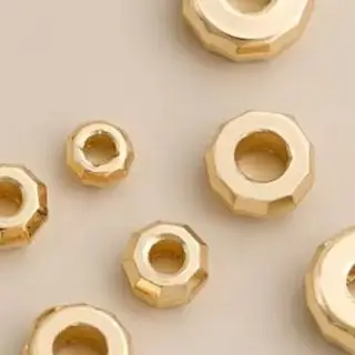 

14K Gold-Encrusted Diamond-Faced Wheel Spacers Handcrafted Beaded DIY Jewelry Accessories Handmade Materials
