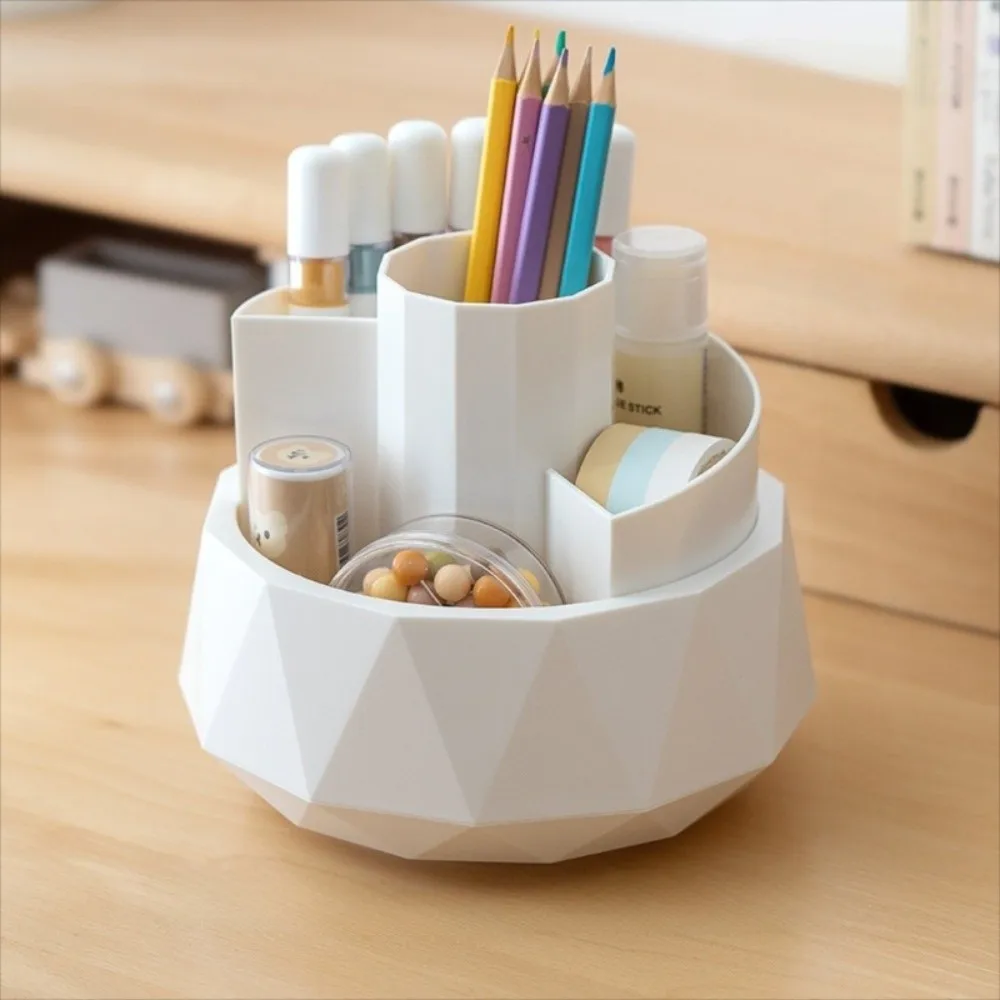 4-Grid 360° Rotating Pen Holder Pen Stand Large Capacity Pencil Storage Box Stationery Waterproof Makeup Brush Organizer Desktop