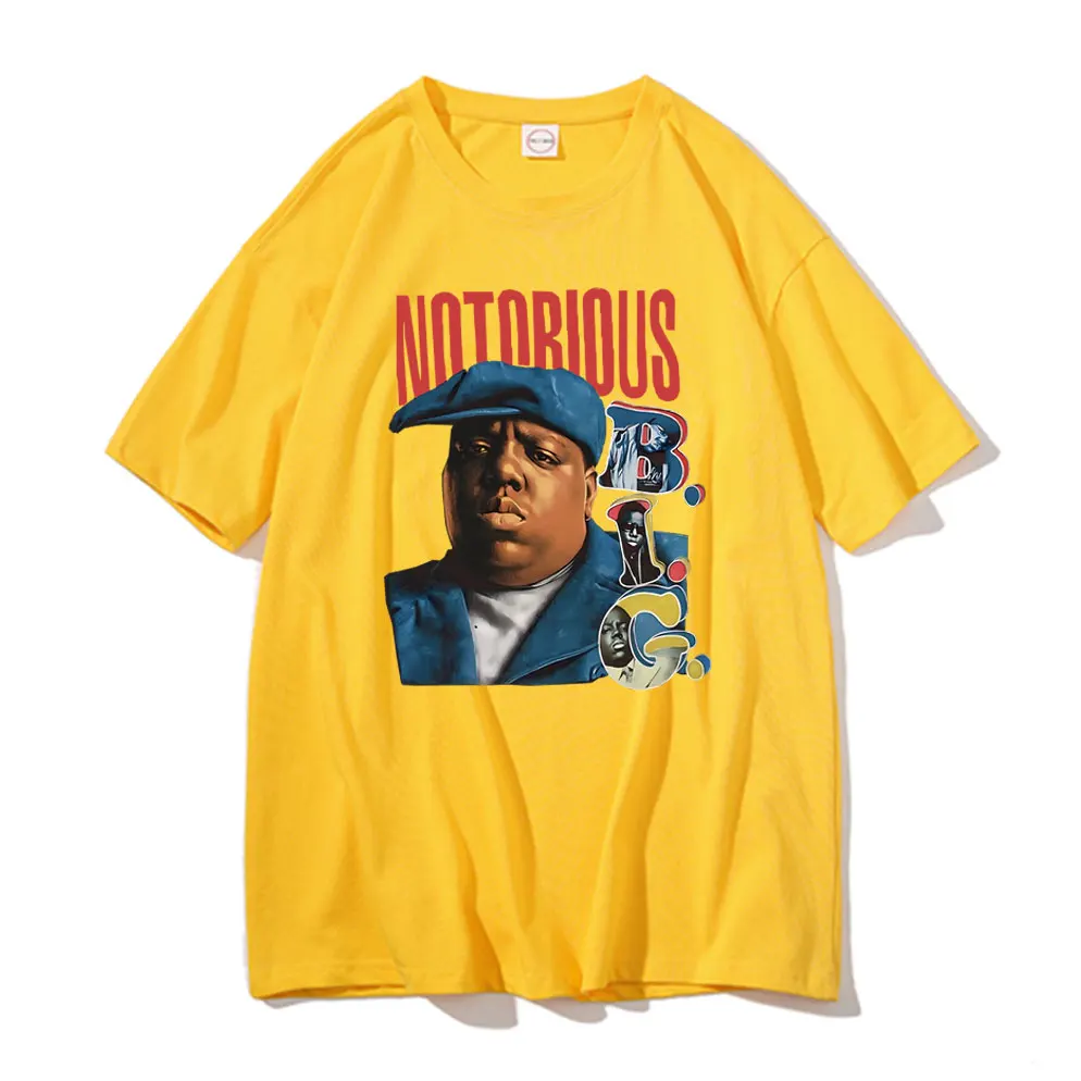 Rapper The Notorious Big Graphic T Shirt Men\'s Pure Cotton Short Sleeve Tees Biggie Smalls Tshirt Men Hip Hop Oversized T-shirts