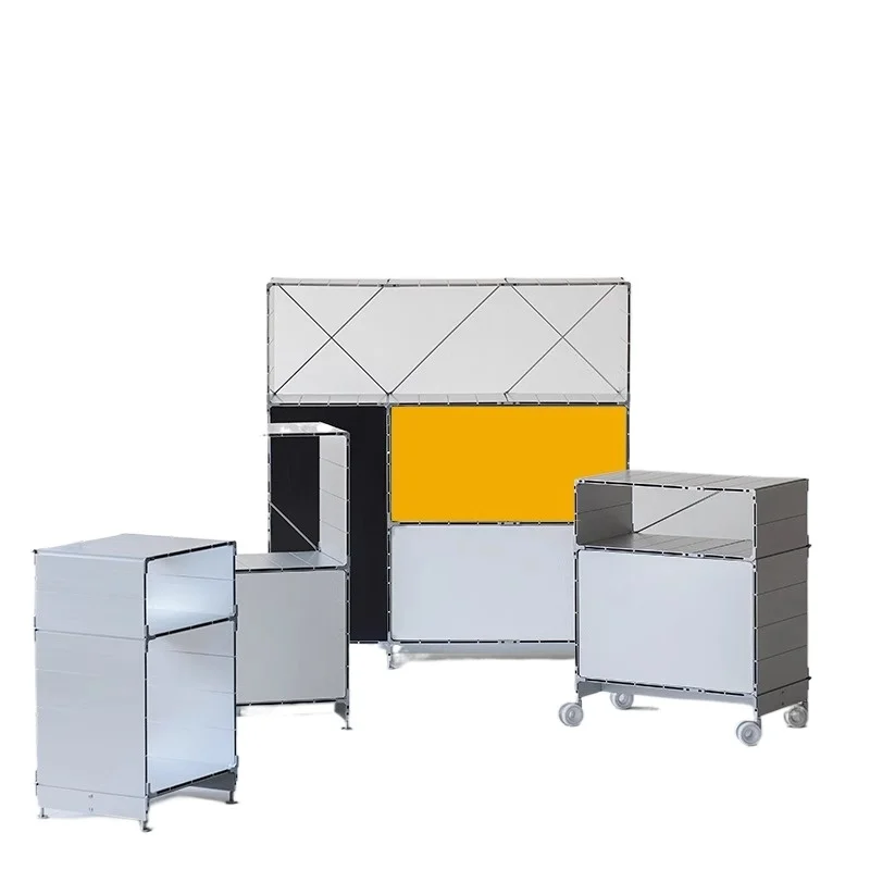 

Aluminum metal cabinet Module combination Small cloth storage Side TV Display Bookcase