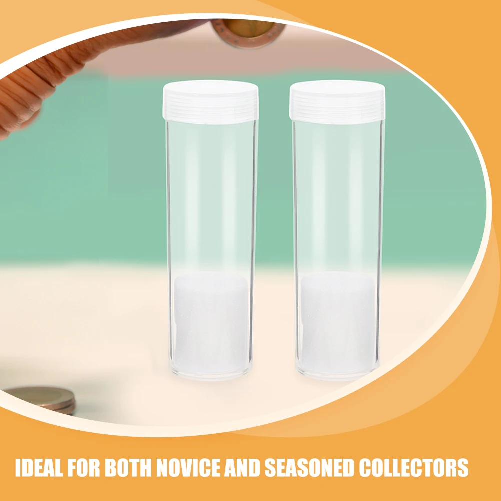 10 قطعة صندوق تخزين العملات المعدنية ل 27 مللي متر عملات بلاستيكية محكم شفاف أنبوب المنظم عملة جمع لوازم حافظة تلميح جرة المال #6