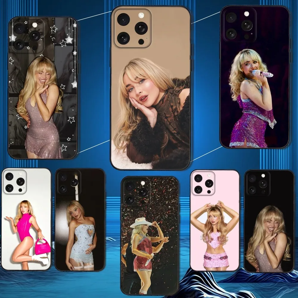 

Singer S-Sabrina C-Carpenter Phone Case For iPhone 16,15,14,13,12,11 Plus,Pro Max,XS,X,XR,SE,Mini,8,7,Soft Silicone Black Cover