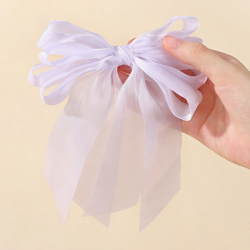 1 قطعة مشبك شعر الأورجانزا الأسود للفتيات القوس الكبير ذيل حصان Hairgrip الحلو بارد إكسسوارات الشعر هدايا غطاء الرأس