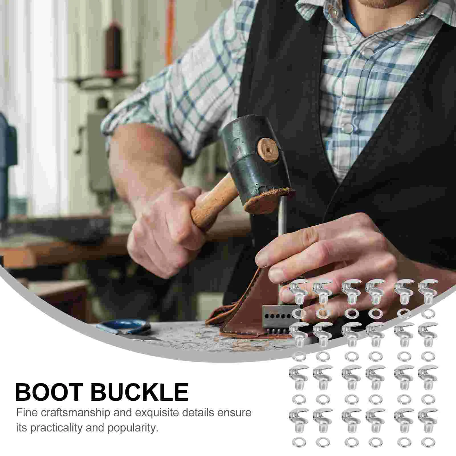 Shoe Boots DIY Buckle Shoestring Accessories Brass Shoelace Repair Hooks Fixing with Gasket Buckles Kit