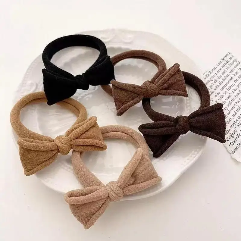 

5pcs/Durable, non-harm Hair Bow Hair Ring For Women Simple High Elastic Towel Ring Milk Tea Color Hair Rope Hair Accessories