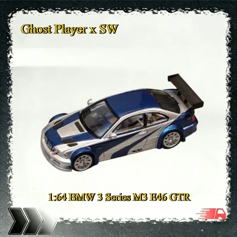 Ghost Player x SW 1:64 BMW M3 E46 GTR Cast Alloy Model, suitable for children's play or adults' decoration.