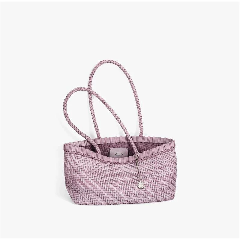 Koreanisches Nischendesign: Geflochtener Marktkorb als Schultertasche, vielseitige Damenhandtasche mit Canvas-Innentasche, Sommer-Strohtasche – Detail 14
