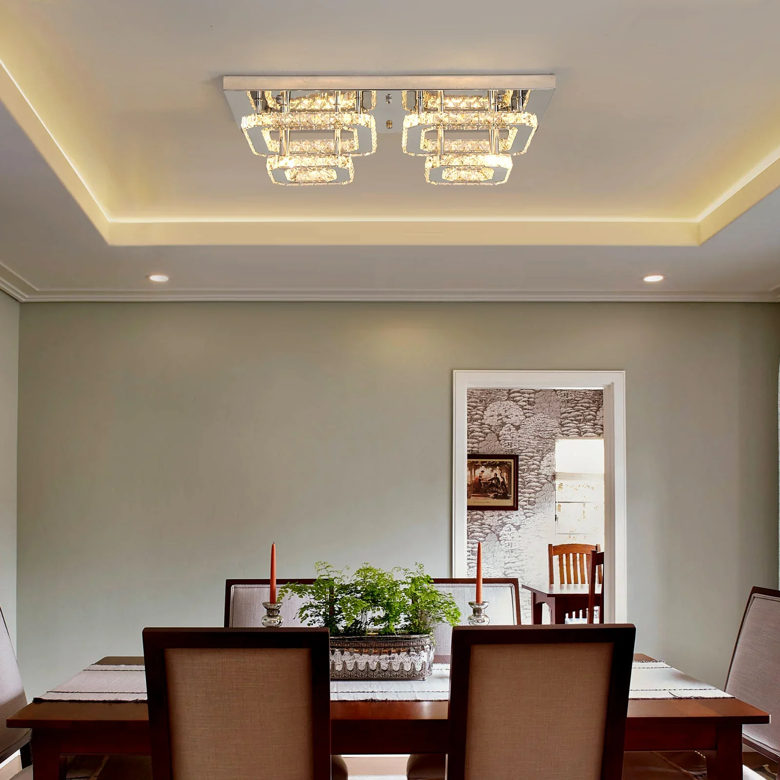 Crystal Ceiling Light Modern Crystal Led Chandelier Luxury Pendant Lighting  Home Decor Lamp Living Room Indoor Fixture Bedroom
