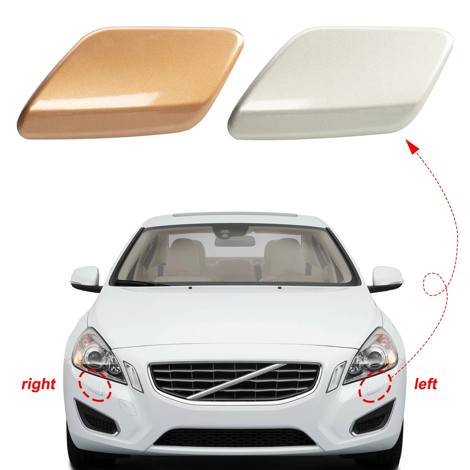 

Pop Front Bumper Headlight Washer Cover Headlamp Jet Spray Nozzle Cap For VOLVO S60 Accessories 2011 2012 2013 39802681 39802699