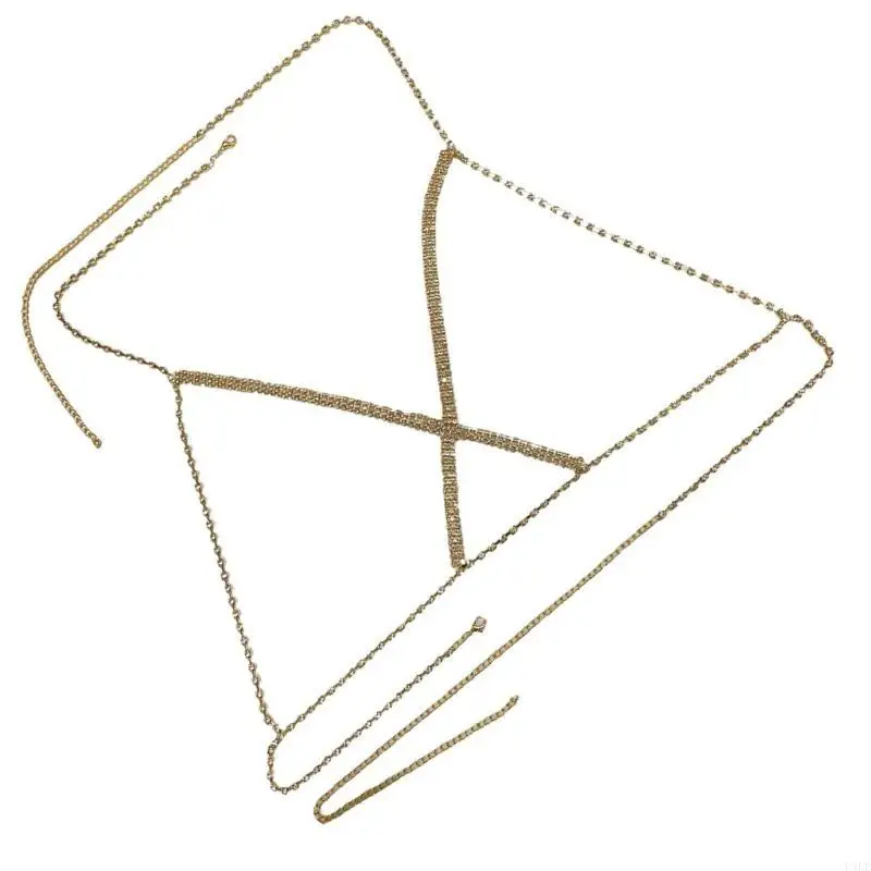 U4LE سلسلة الجسم النسائية أحجار الراين سلسلة الصدر لملابس الحفلات الليلية مجوهرات الجسم #1