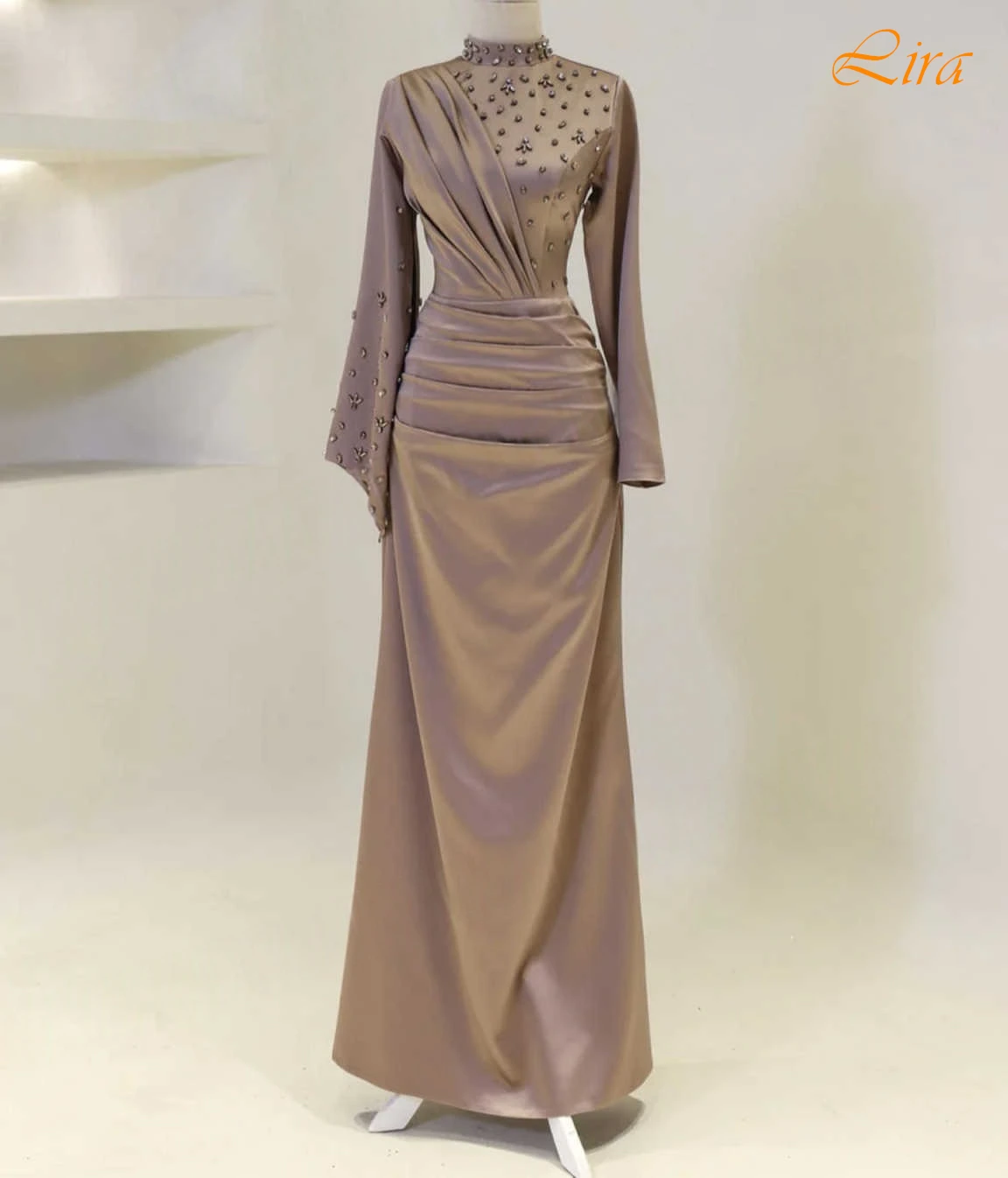 

Customized Straight Crew Neck Elegant Formal Evening Dress and Fashion Celebrity Gowns Temperament High Quality Prom Dress