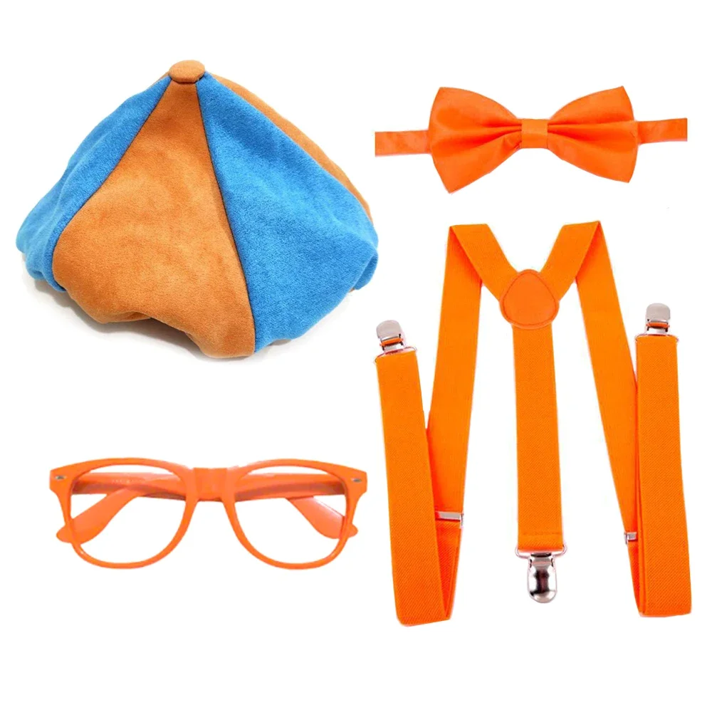 Costume de Cosplay de l'Enseignant, Déguisement de Blippiing, Chapeau, Lunettes, Bretelles, Nministériels d, Accessoires de ixd'Anniversaire, Halloween, Carnaval, pour Adulte