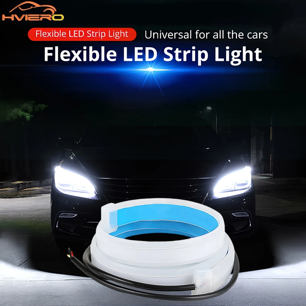 

2Pcs Daytime Running Light 30/45/60cm Flexible Strips Headlight Turn Signal Lamp Decorative Car Styling RGB LED Multiple Colors