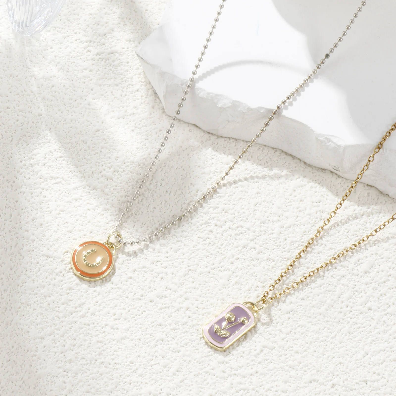 النحاس هندسية المينا سحر لصنع المجوهرات 18K الذهب الحقيقي مطلي متعدد الألوان البيضاوي جولة القلب قلادة قلادة Findings بها بنفسك النتائج