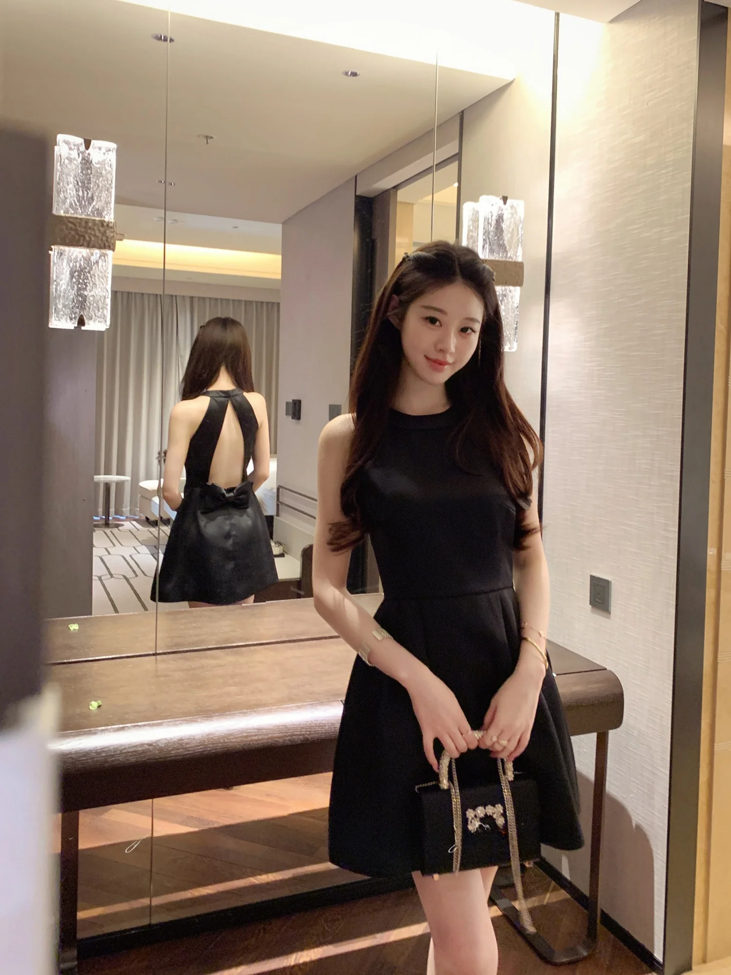 

Новинка: Атласная юбка-трапеция Ele Satin Knot Bal Dr из полиэстера для женщин