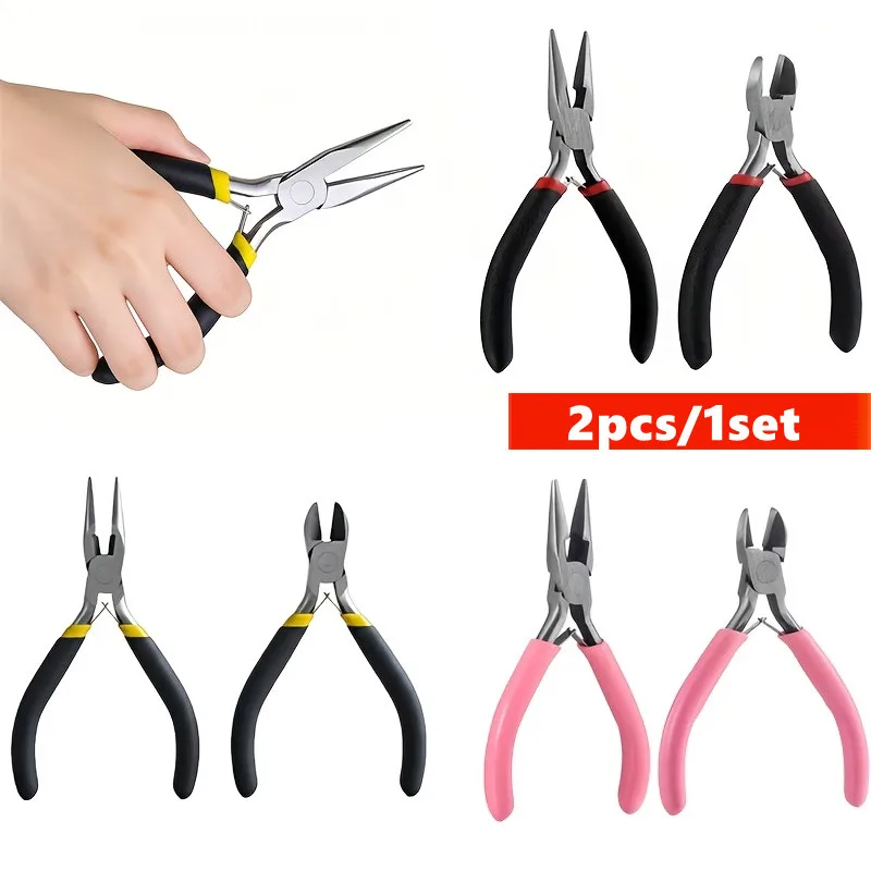 

2pcs/1set Jewelry Making Pliers, Needle Nose Pliers, Cutting Pliers DIY Tools, Portable Compact Beading Craft Tools
