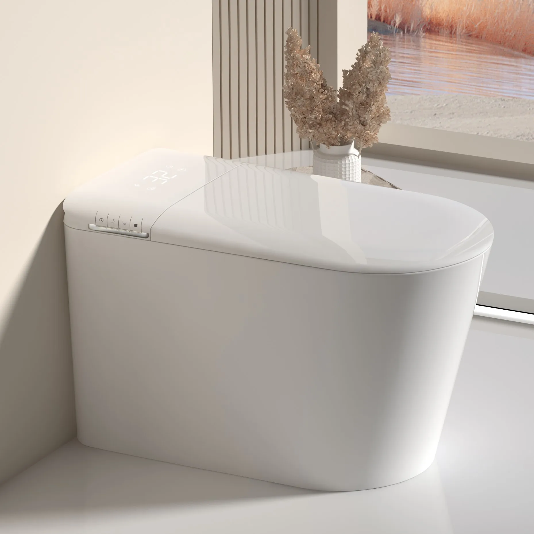 

New Arrival Simple Modern Design WC Intelligent Water Closet Bathroom Ceramic Sanitary Ware Automatic Smart Toilet Bowl