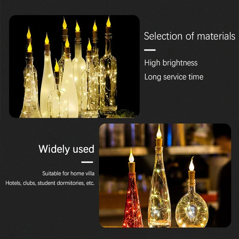 LED Solar String Garland Lights Outdoor Waterproof Copper Wire Bottle Stopper 1M Fairy Light Decor For Wedding Christmas Party