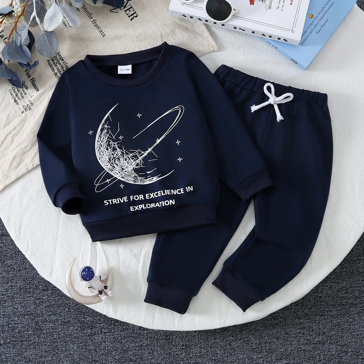 Baby Clothing Dividers - 2Pcs Fall Winter Toddler Boys Outfit,Space