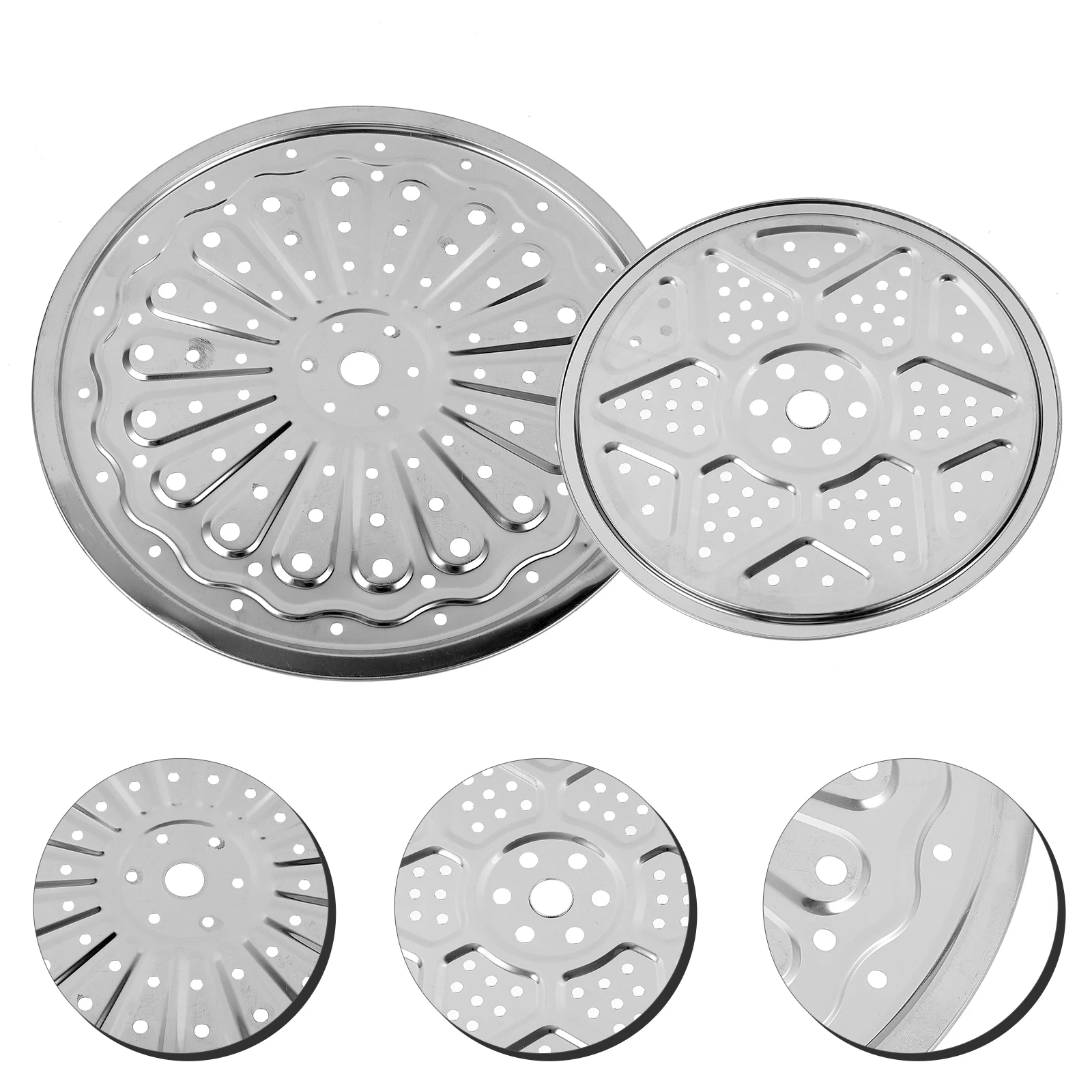 

2 Pcs 22cm 30cm Stainless Steel Steamer Plates Thickened Food Steaming Rack Kitchen Utensil Rice Cooker Accessory