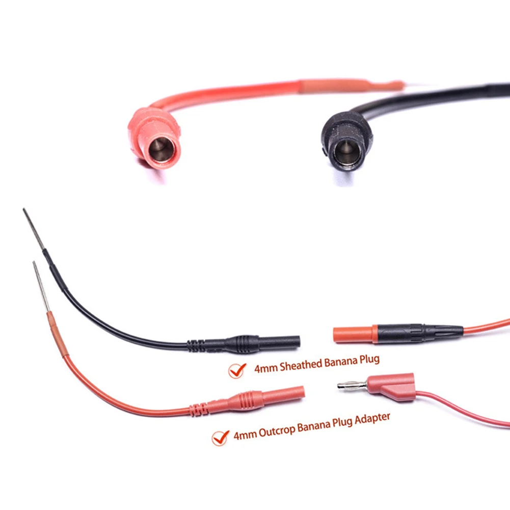 2pcs Silicone Flexible Spoon Back Probe Accessories 4mm Female Adapter Cable Pin-Plug Terminal Wire Multimeter Hook Test Cable