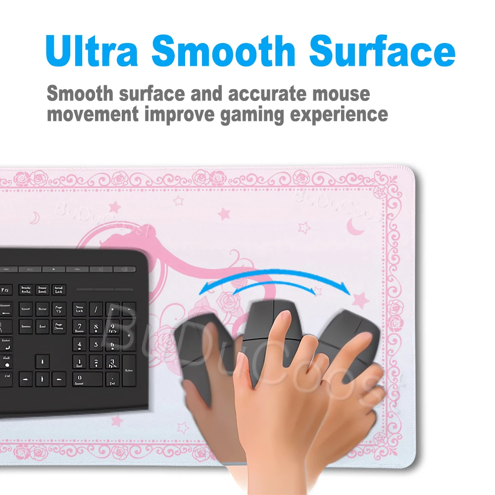 Kawaii Anime Girls Pink Mouse Pad Sailor Moon Large PC Gamer Mousepad Office Accessories Gaming Keyboard Desk Mat Aesthetics Rug view 5