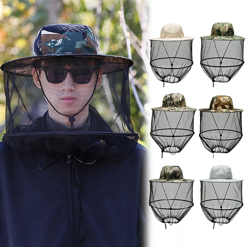 Fishing Cap Mesh Bee Keeper Hat With Mosquito Net Prevent Anti Sun UV Outdoor Sunshade Neck Walking Head Covers For Men Women's