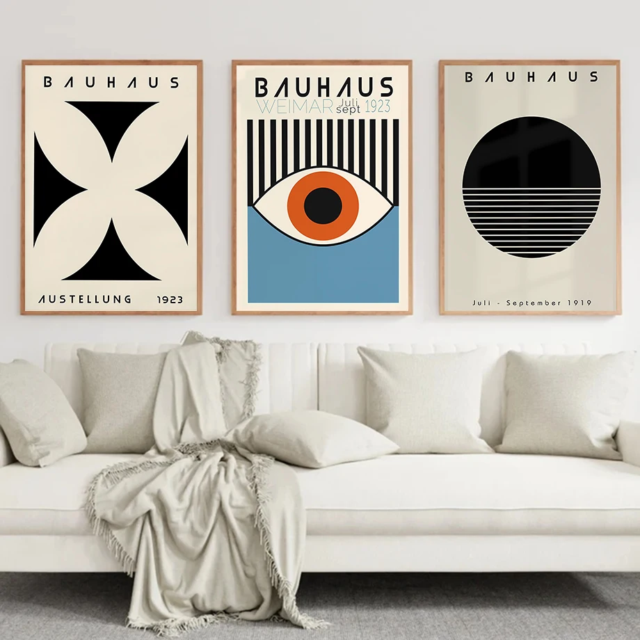 Bauhaus Geometrische Linien Blaues Auge Wandkunst Poster Drucke Nordische Abstrakte Leinwandmalerei Hotel Bar Bilder für Wohnzimmer