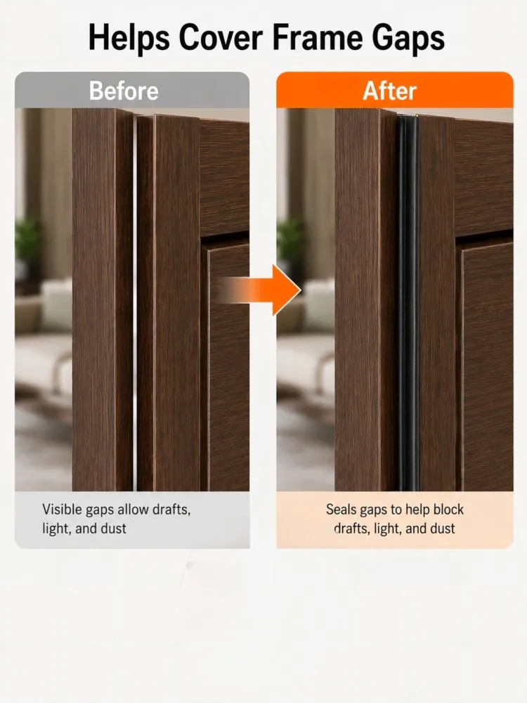 6M Selbstklebender Türdichtungsstreifen aus Gummi, Schalldämmend, Isolierend, für Fensterrahmen, Wetterdichtung, Hohlraumdesign zur Spaltfüllung – Detail 4