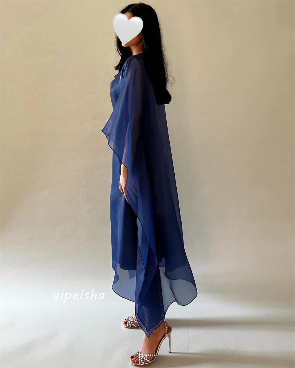 Robe de Rhà volants en organza d'Arabie saoudite, robes mi-longues, robe de plage, occasion sur mesure, col en V, A-ligne