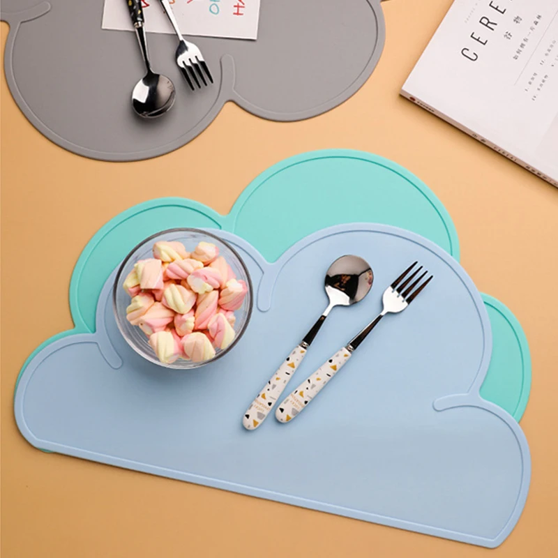 Silicone Tablemats Kids Placemats Cloud Shape Placemat Non Slip Placemat for Baby Toddlers Portable Food Mat Reusable Placemats