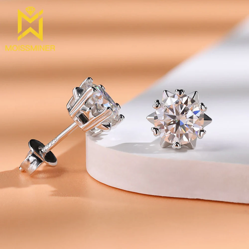 1ct Flower Moissanite Earrings For Women Iced Out Silver S925 Ear Studs Pass Tester Hip Hop Jewelry Free Shipping With GRA