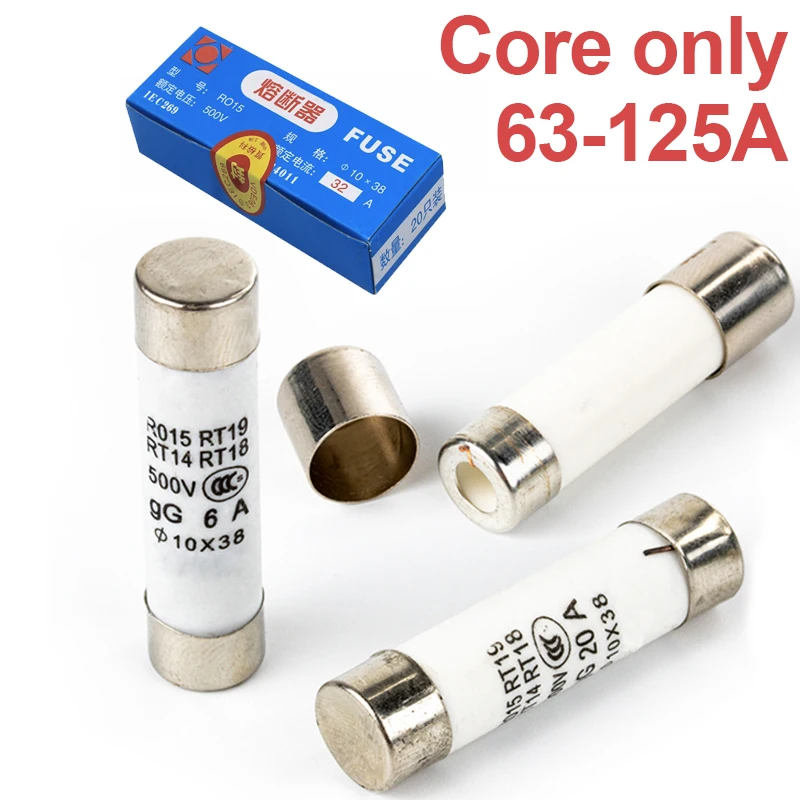 63-125A  RT18-125AM 10PCS/BOX RO17 RT19 RT14 Ceramic fuse 22*58mm 63A 80A 100A 125A 500V-690V 22x58mm Copper