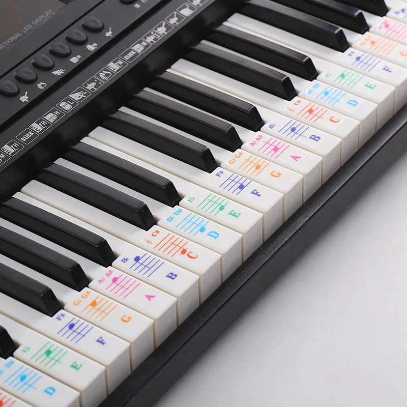 2X Piano Sticker Transparent Piano Keyboard Sticker 49/54/61/88 Key Electronic Keyboard 88 Key Piano Stave Note Sticker