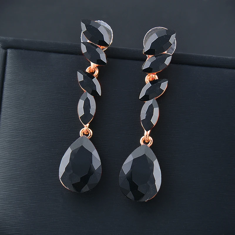 SINLEERY vintage blue black red stones big earrings for women wedding party jewelry accessories