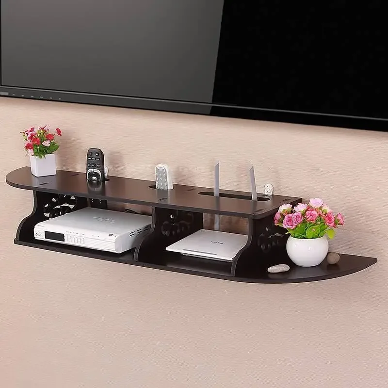 Modern Set-Top Box Rack: Perforation-Free Wall Storage, WiFi Router Wall-Mounted Organizer, Stylish Decoration,   Wall Shelf