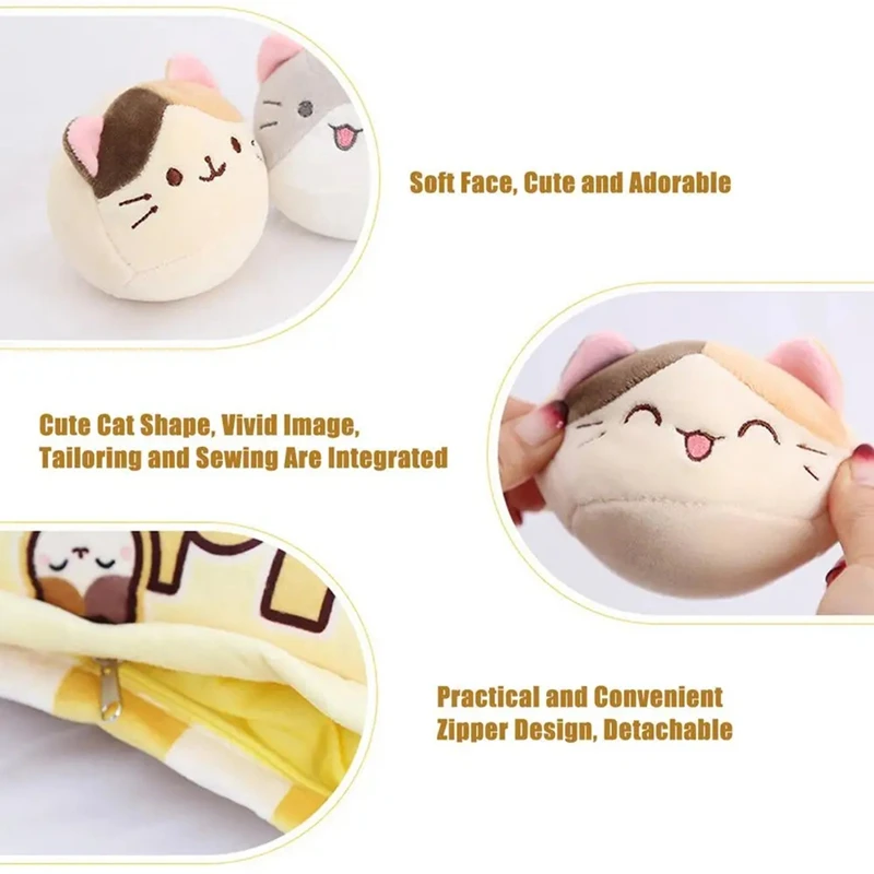 Cute Cat Snack Pillow Pudding Plushie A Bag Of Animal Plush Doll Removable Set Cute Kawaii Birthday Gift For Kids